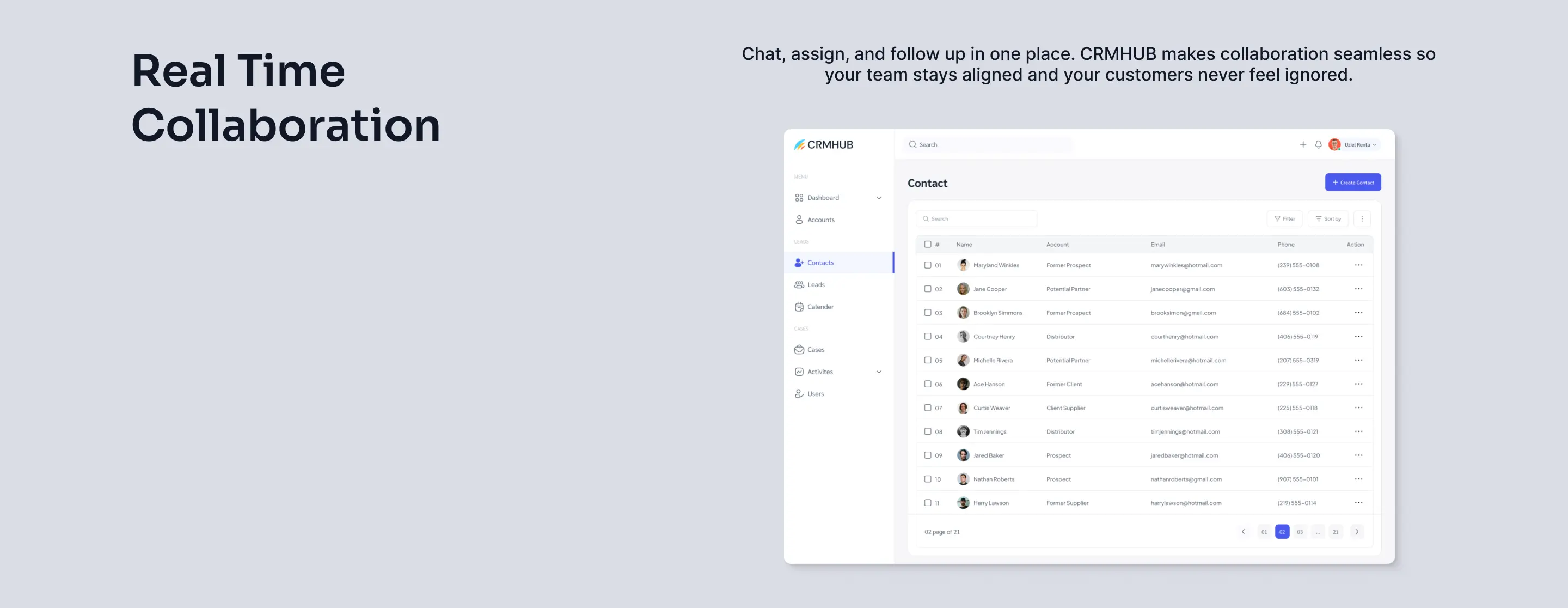 An image of the feature section of CRMHUB Landing page