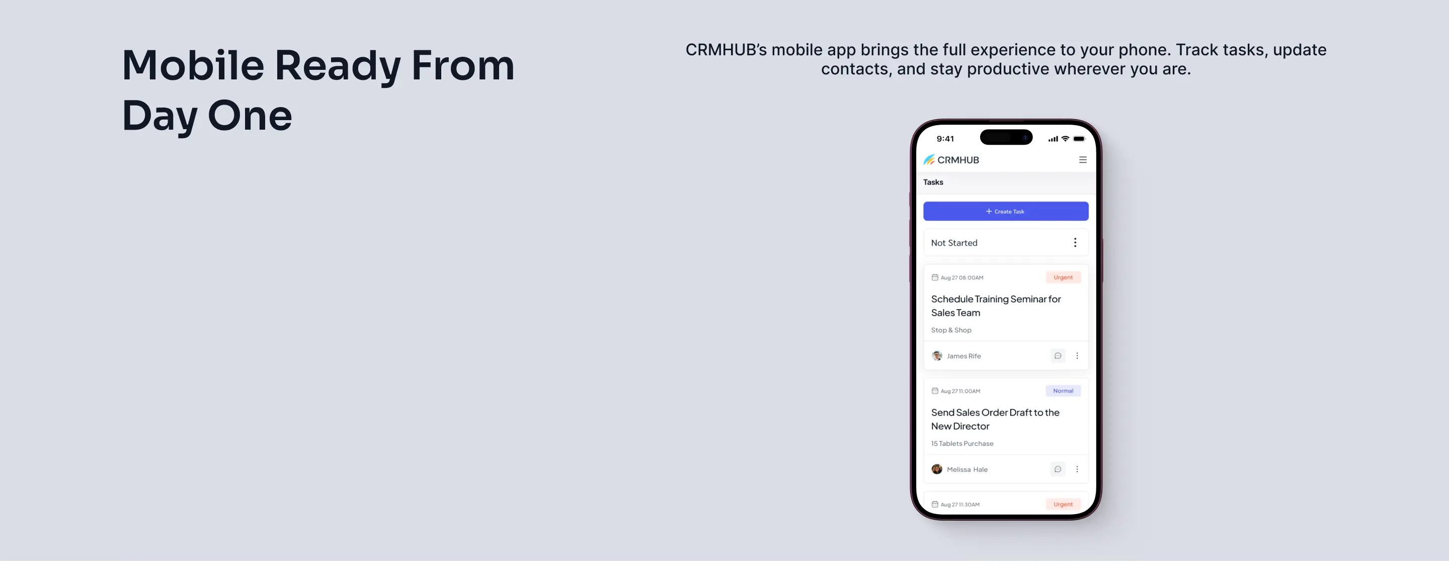 An image of the feature section of CRMHUB Landing page