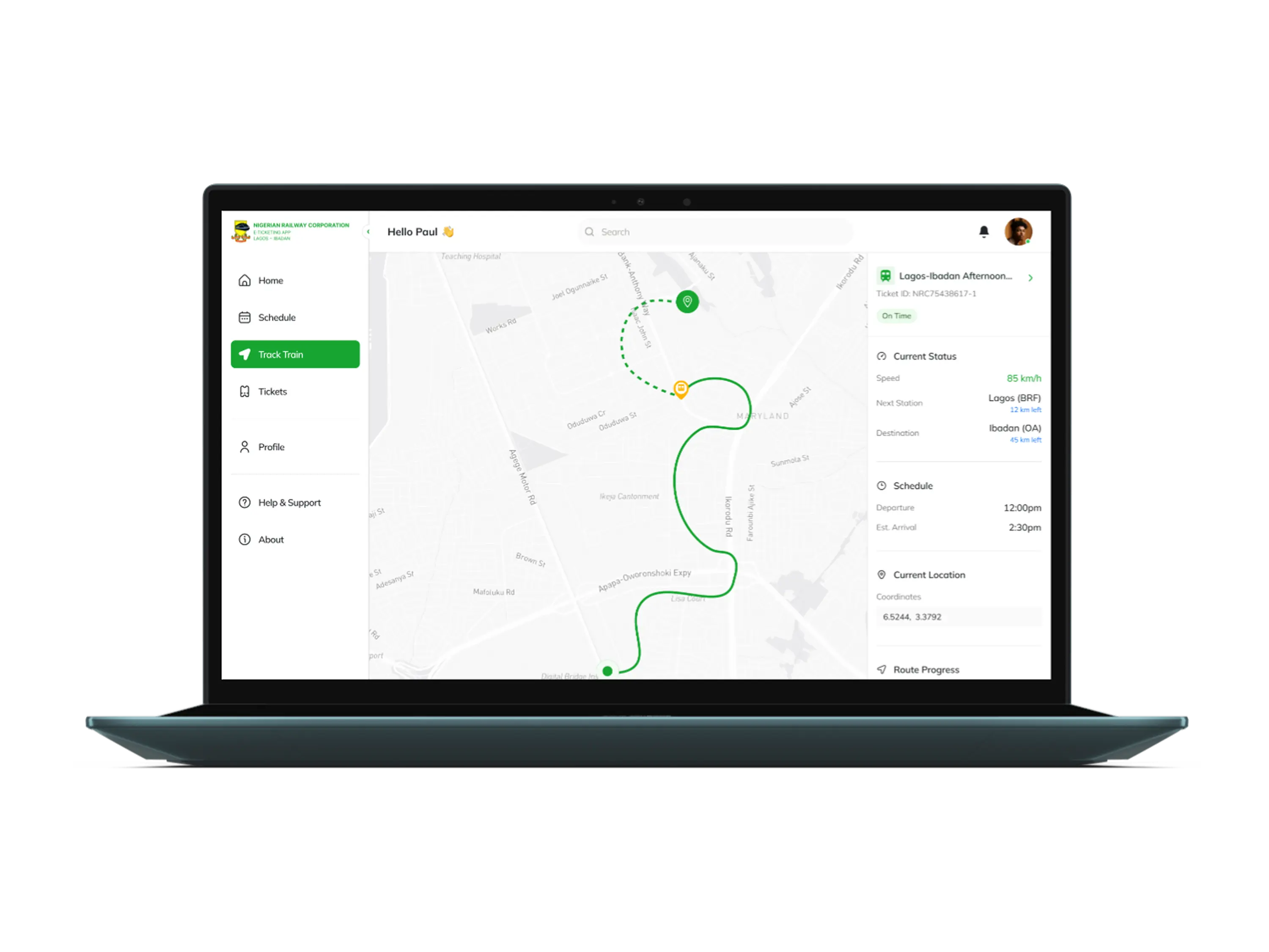 A desktop mockup of the new NRC web app real-time tracking page