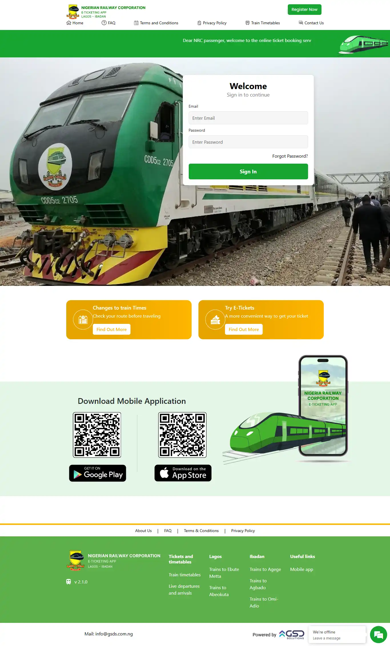 An image of the old NRC Landing page