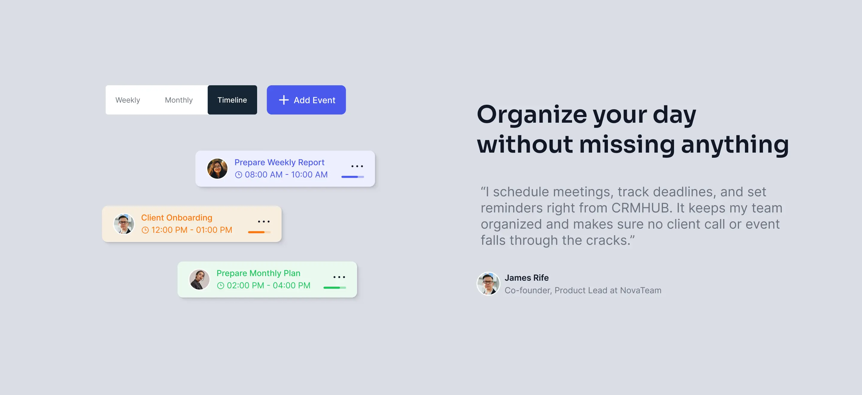 An image of the use case section of CRMHUB Landing page