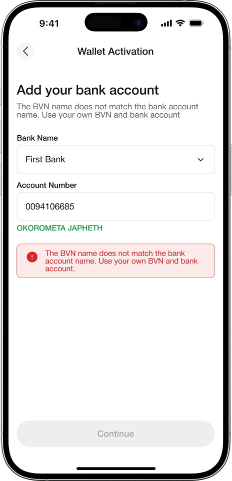 A mockup of the Auctave wallet screen 3