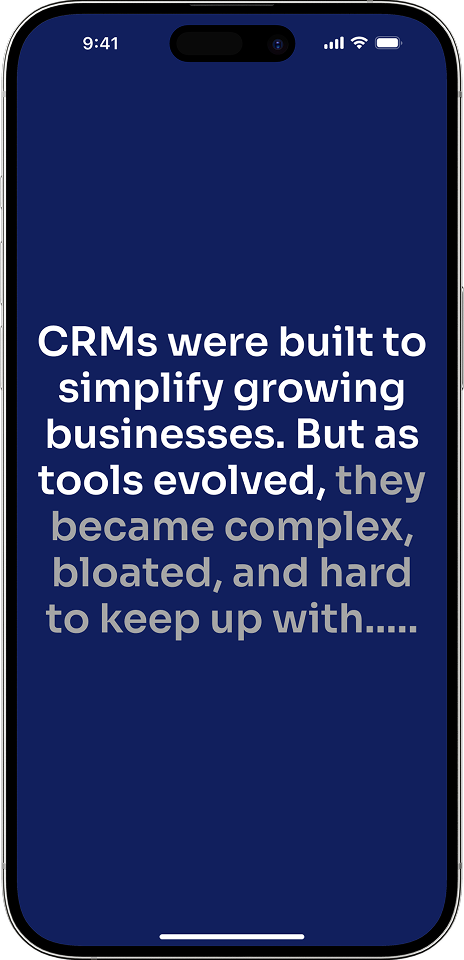 A mobile mockup of the CRMHUB interface